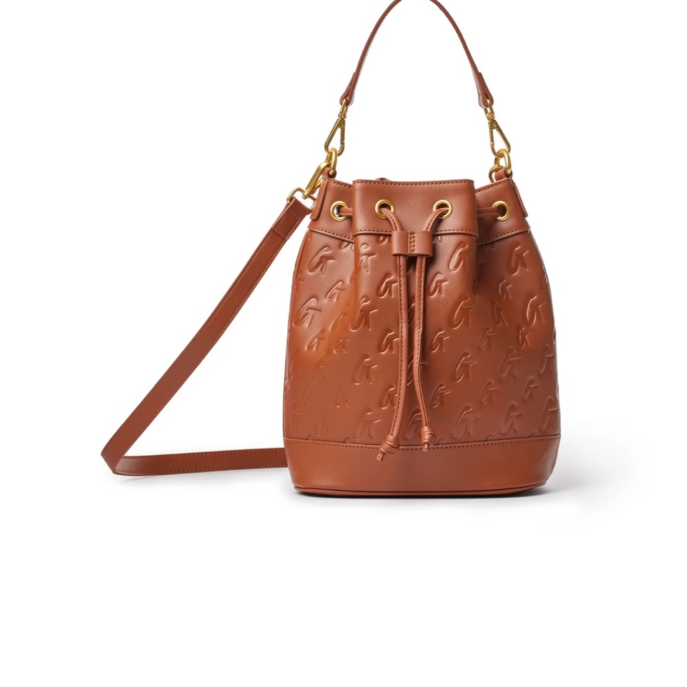 Glam-Aholic Lifestyle Medium Monogram Bucket Bag (Brown)